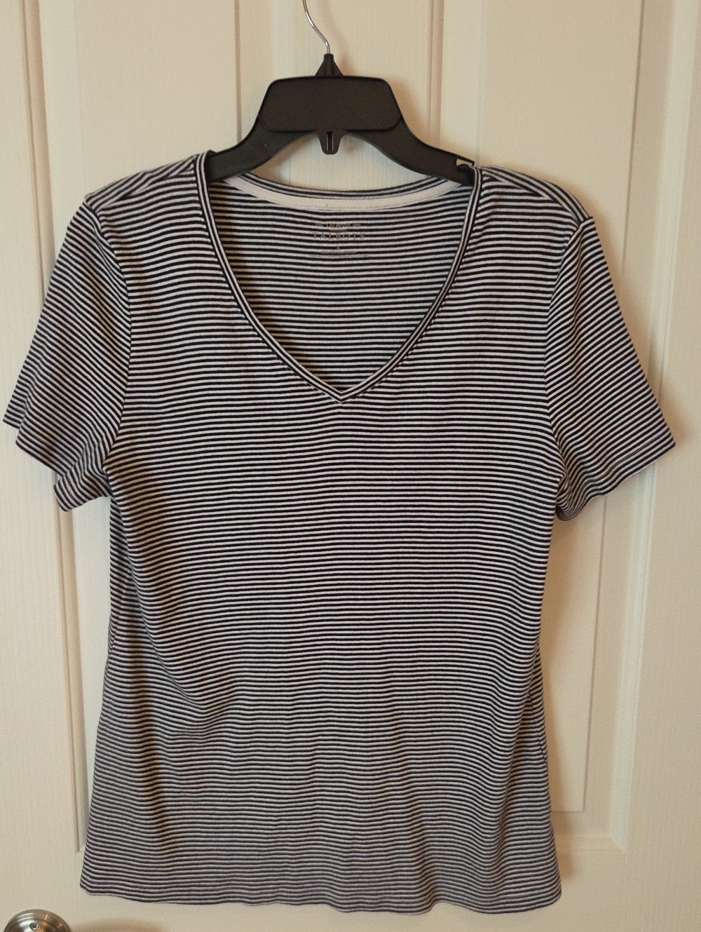TALBOTS The Talbots Tee Striped V-Neck Short Sleeve Top The Tee Striped V-Neck